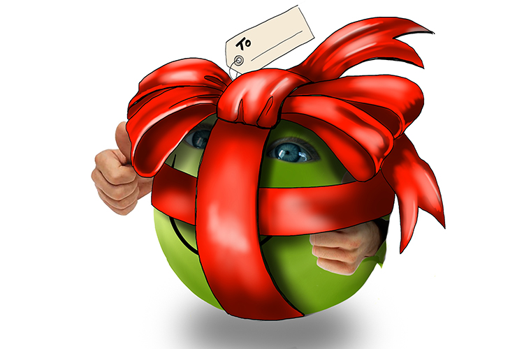 pea wrapped as a present
